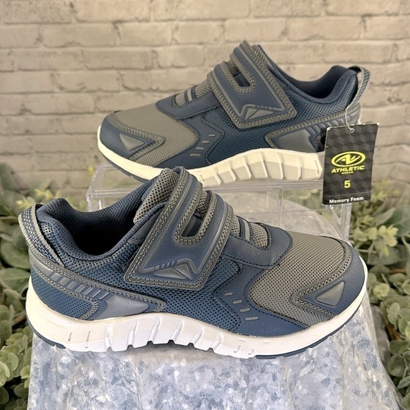 Athletic Works - Blue & Gray U-Strap Durable Comfort Sneakers Big Boys 5M 💙NWT - Picture 4 of 11